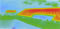 Surface temperature at around 10:00 (Aug. 6, 1998). Outdoor air temperature: 30.6ºC, Total solar irradiance on horizontal plane:  240W/m<sup>2</sup>.